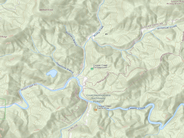 USGS topographic map of Cooper Creek Campground