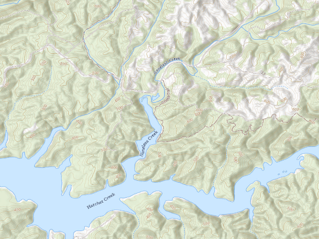 USGS topographic map of Coosa WMA primitive campsite 1 (Coosa WMA hiking trail)