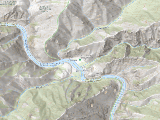 USGS topographic map of Corn Creek Boat Ramp & Campground