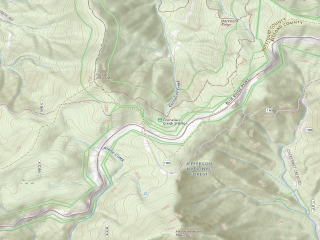 USGS topographic map of Cornelius Creek A.T. Shelter