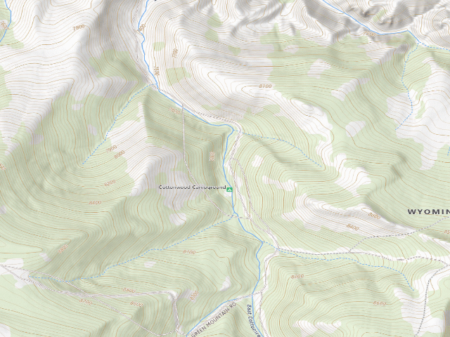 USGS topographic map of Cottonwood Campground (Green Mountain)