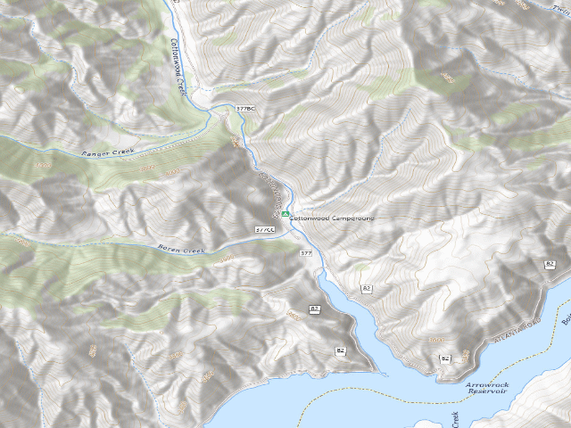 USGS topographic map of Cottonwood Campground