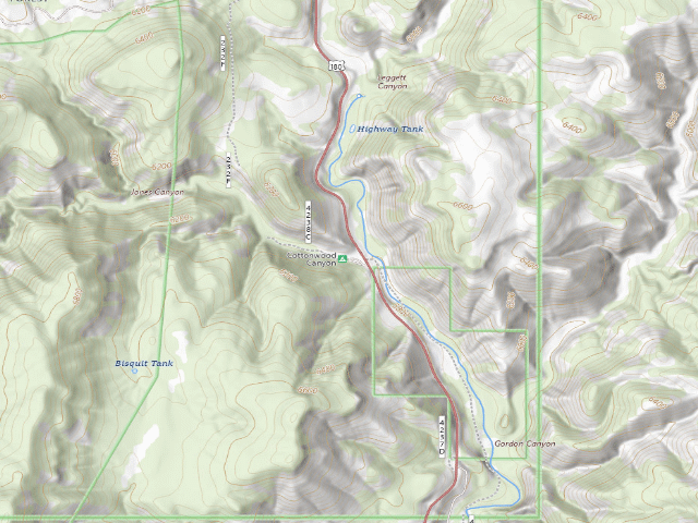 USGS topographic map of Cottonwood Campground