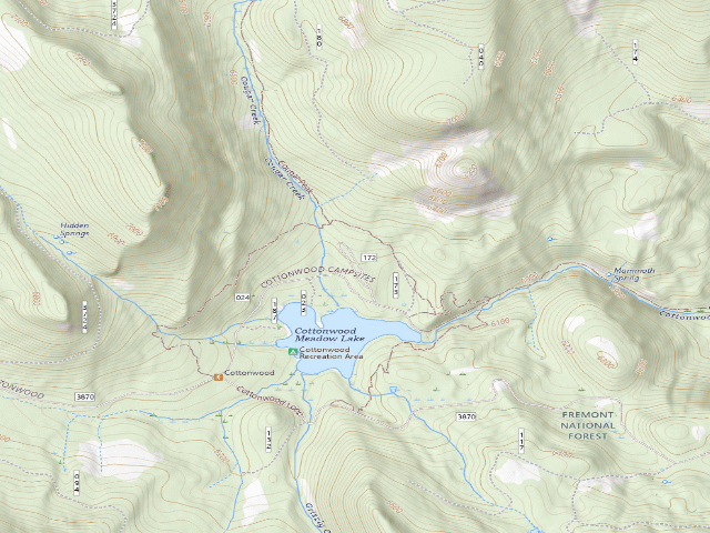 USGS topographic map of Cottonwood Complex Campground