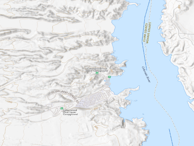USGS topographic map of Cottonwood Cove Lower Campground