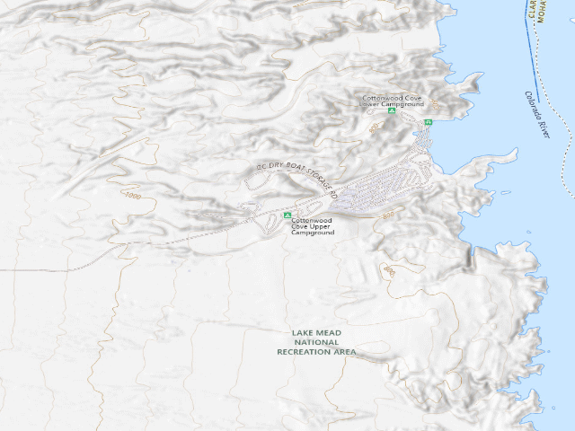 USGS topographic map of Cottonwood Cove Upper Campground