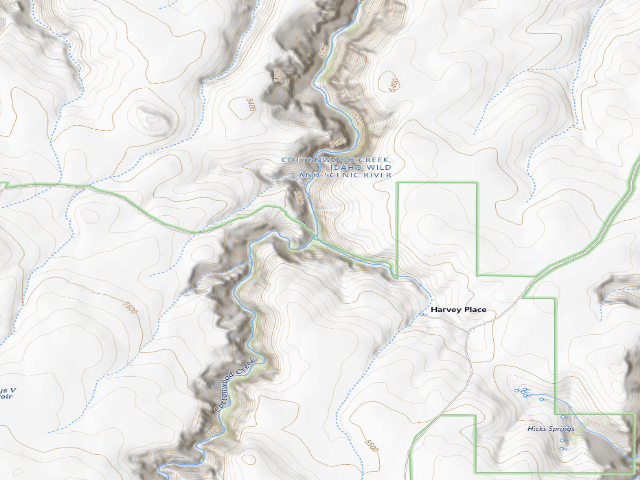 USGS topographic map of Cottonwood Creek Wild And Scenic River