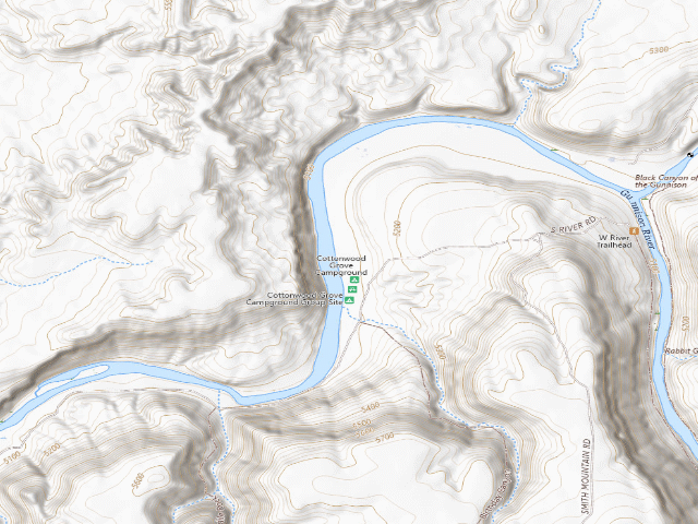 USGS topographic map of Cottonwood Grove Campground