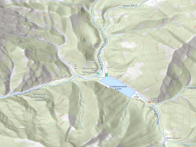 USGS topographic map of Cottonwood Lake Campground