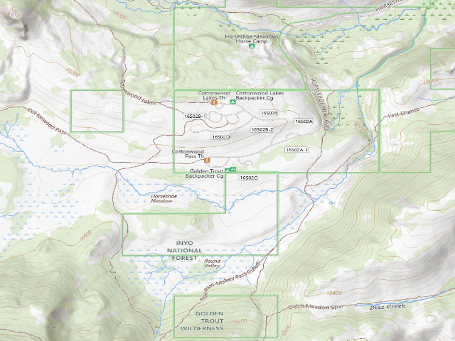 USGS topographic map of Cottonwood Pass Walk In Campground
