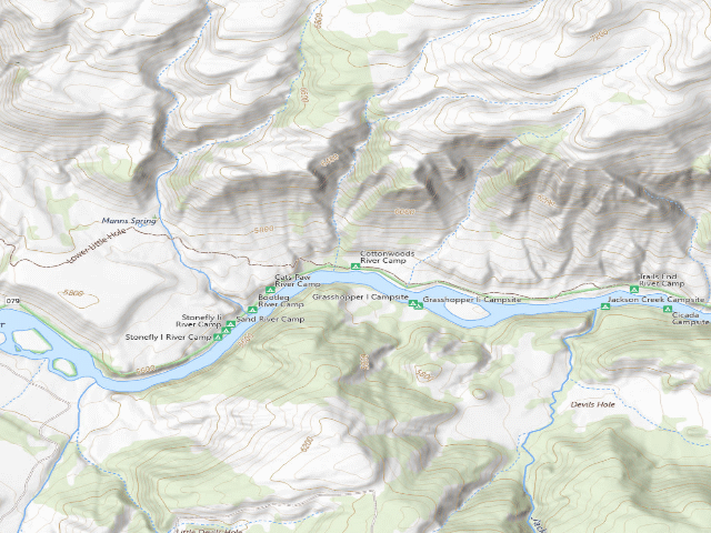 USGS topographic map of Cottonwoods River Camp