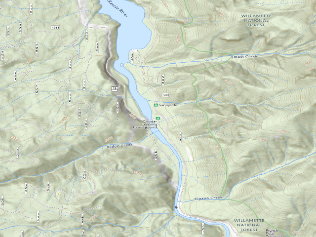 USGS topographic map of Cougar Crossing Campground