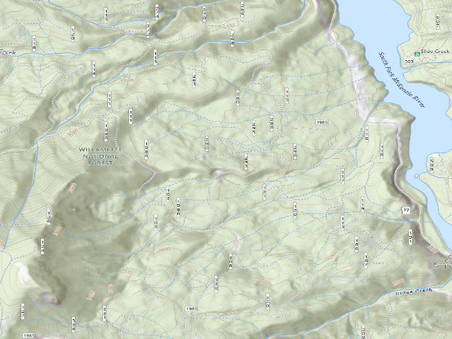 USGS topographic map of Cougar dispersed camping
