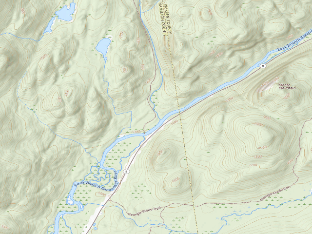 USGS topographic map of County Line Campsite (Siamese Ponds Wilderness)