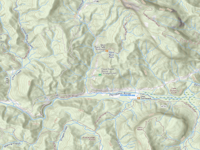 USGS topographic map of Cove Creek Group Campground