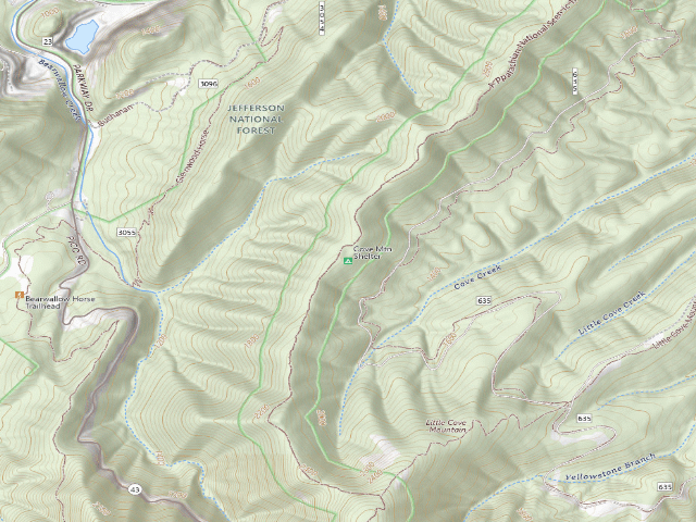 USGS topographic map of Cove Mountain A.T. Shelter