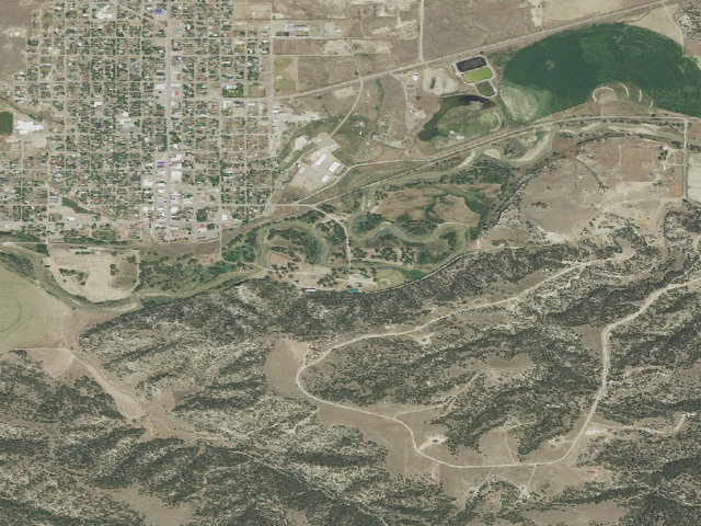 Aerial image of Cow Belles Corral Campground (Musselshell County Fairgrounds)