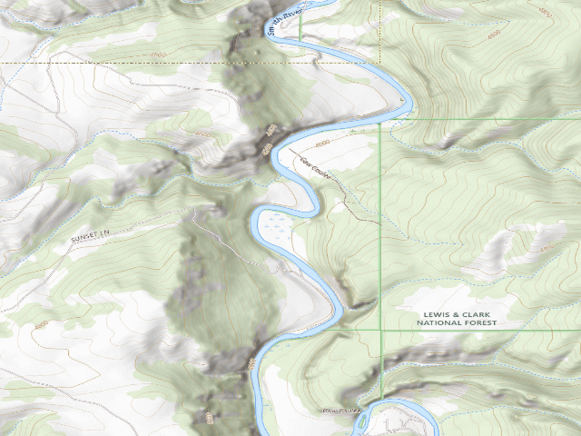 USGS topographic map of Cow Coulee Boat Camps