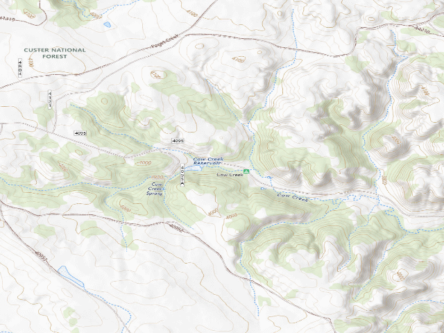 USGS topographic map of Cow Creek Campground
