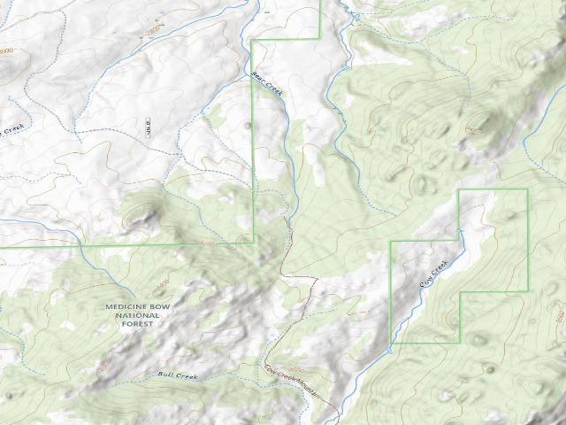 USGS topographic map of Cow Creek Mountain PAA — Cow Creek Mountain Trail head