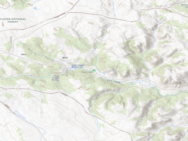 USGS topographic map of Cow Creek