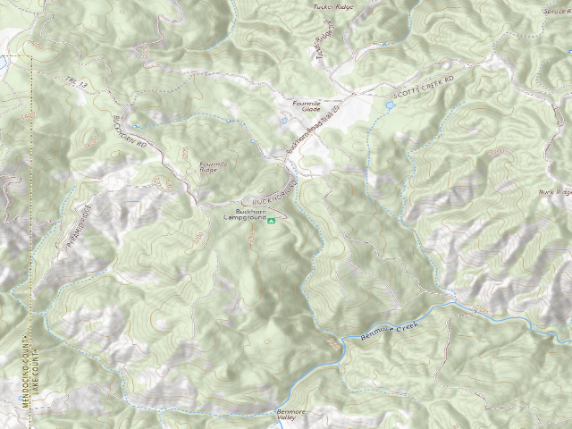 USGS topographic map of Cow Mountain Recreation Management Area