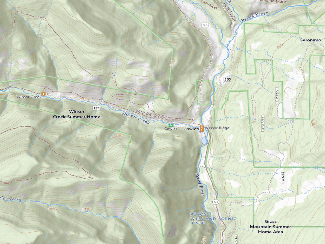 USGS topographic map of Cowles Campground