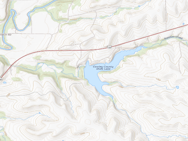 USGS topographic map of Cowley State Fishing Lake