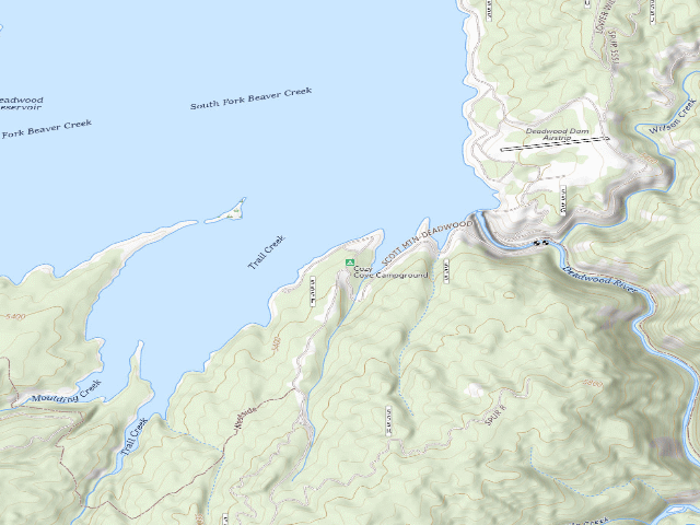 USGS topographic map of Cozy Cove Campground