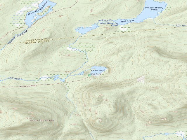 USGS topographic map of Crab Pond Primitive Tent Site (Pharaoh Lake Wilderness)