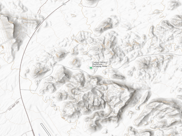 USGS topographic map of Craggy Wash Dispersed Camping Area