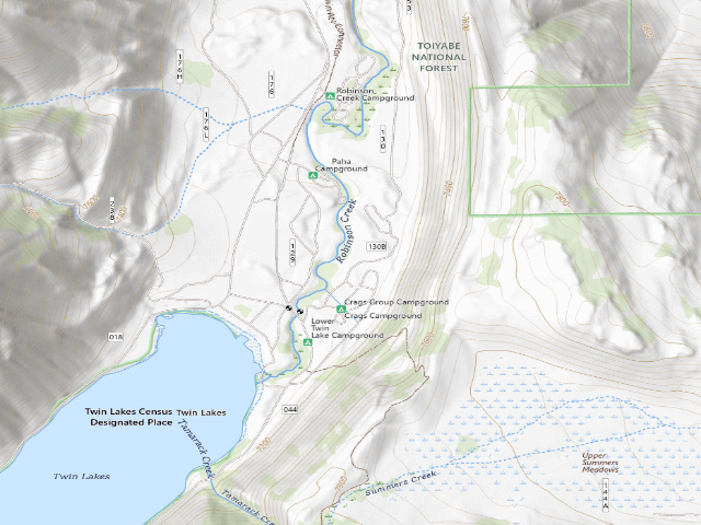 USGS topographic map of Crags Campground