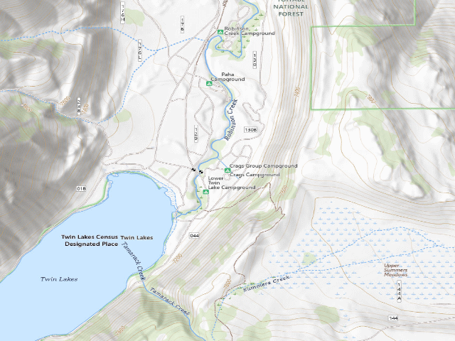 USGS topographic map of Crags Group Campground