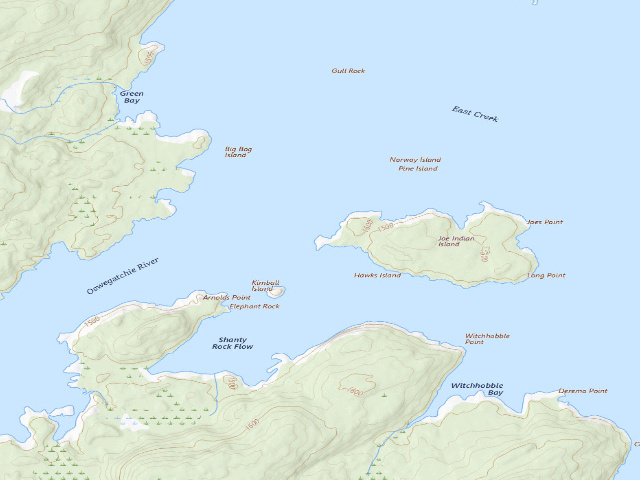 USGS topographic map of Cranberry Lake Primitive Campsite 25 (Cranberry Lake Wild Forest)