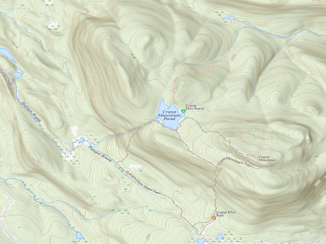 USGS topographic map of Crane Mt. Pond Campsite (Wilcox Lake Wild Forest)