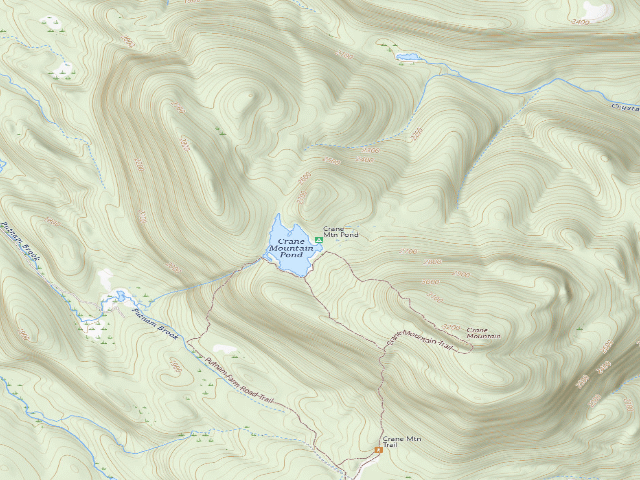 USGS topographic map of Crane Mt. Pond Campsite (Wilcox Lake Wild Forest)