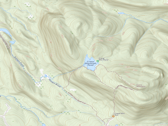 USGS topographic map of Crane Mt. Pond Campsite (Wilcox Lake Wild Forest)