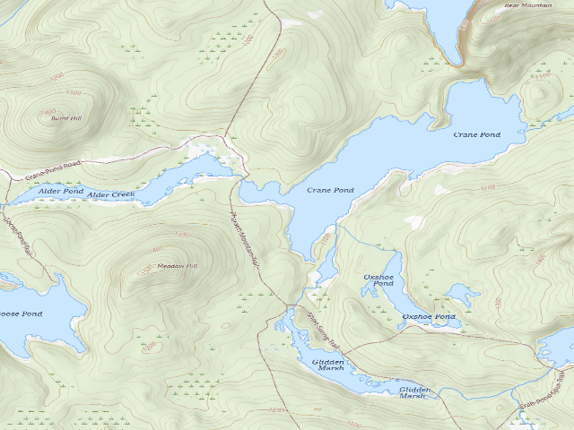 USGS topographic map of Crane Pond Campsite 10 (Pharaoh Lake Wilderness)