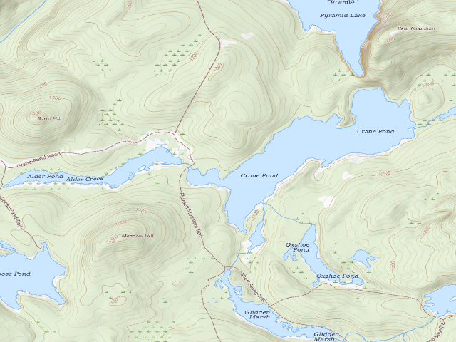 USGS topographic map of Crane Pond Campsite 2 (Pharaoh Lake Wilderness)
