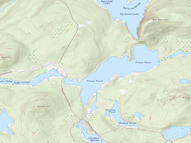 USGS topographic map of Crane Pond Campsite 3 (Pharaoh Lake Wilderness)