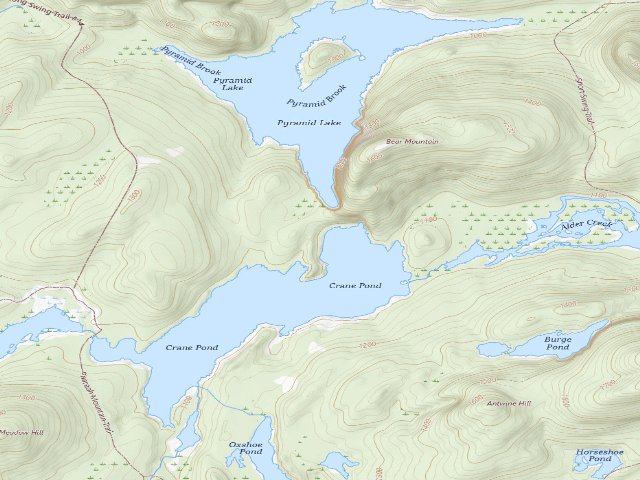 USGS topographic map of Crane Pond Campsite 5 (Pharaoh Lake Wilderness)