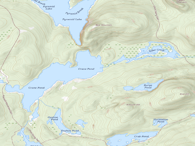 USGS topographic map of Crane Pond Campsite 7 (Pharaoh Lake Wilderness)