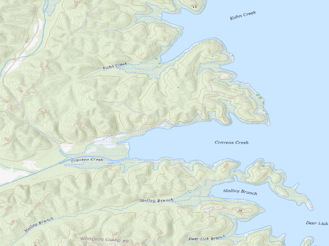 USGS topographic map of Cravens Bay Campground & Boat Ramp at Land Between The Lakes