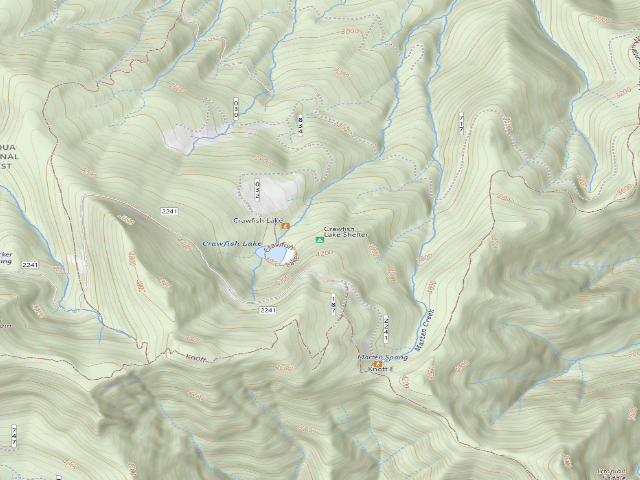 USGS topographic map of Crawfish Lake Shelter