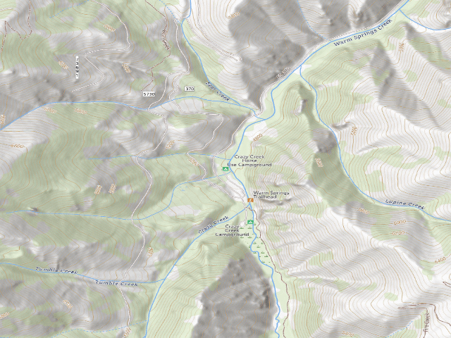 USGS topographic map of Crazy Creek Horse Use Campground