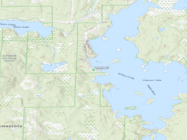 USGS topographic map of Crescent Lake Campground