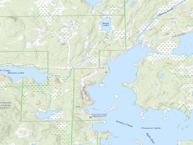 USGS topographic map of Crescent Lake Campground