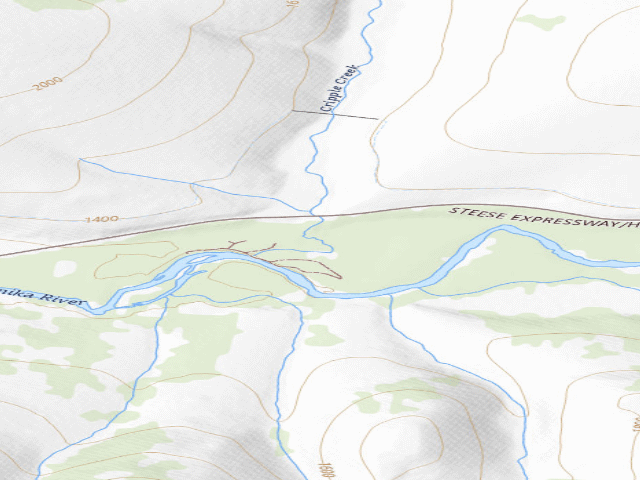 USGS topographic map of Cripple Creek Campground (Steese Highway MP 60)