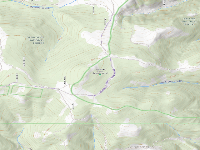 USGS topographic map of Cromwell Dixon Campground