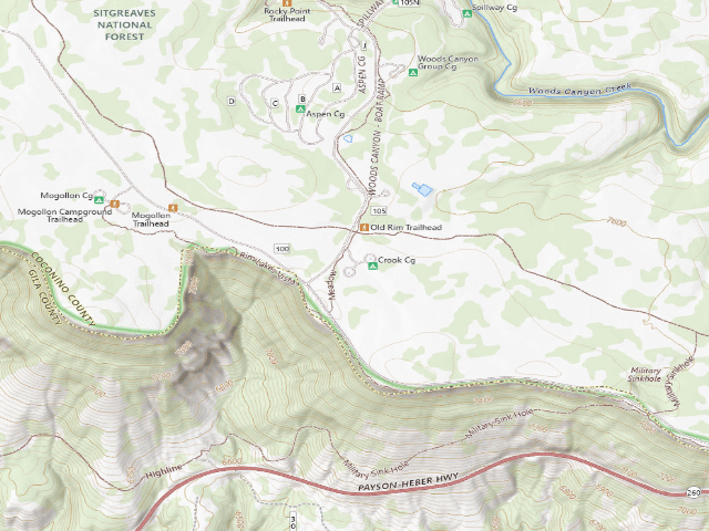USGS topographic map of Crook Campground